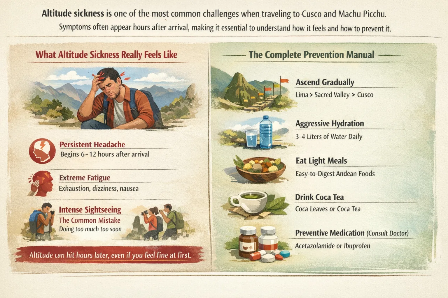 Symptoms and prevention of altitude sickness