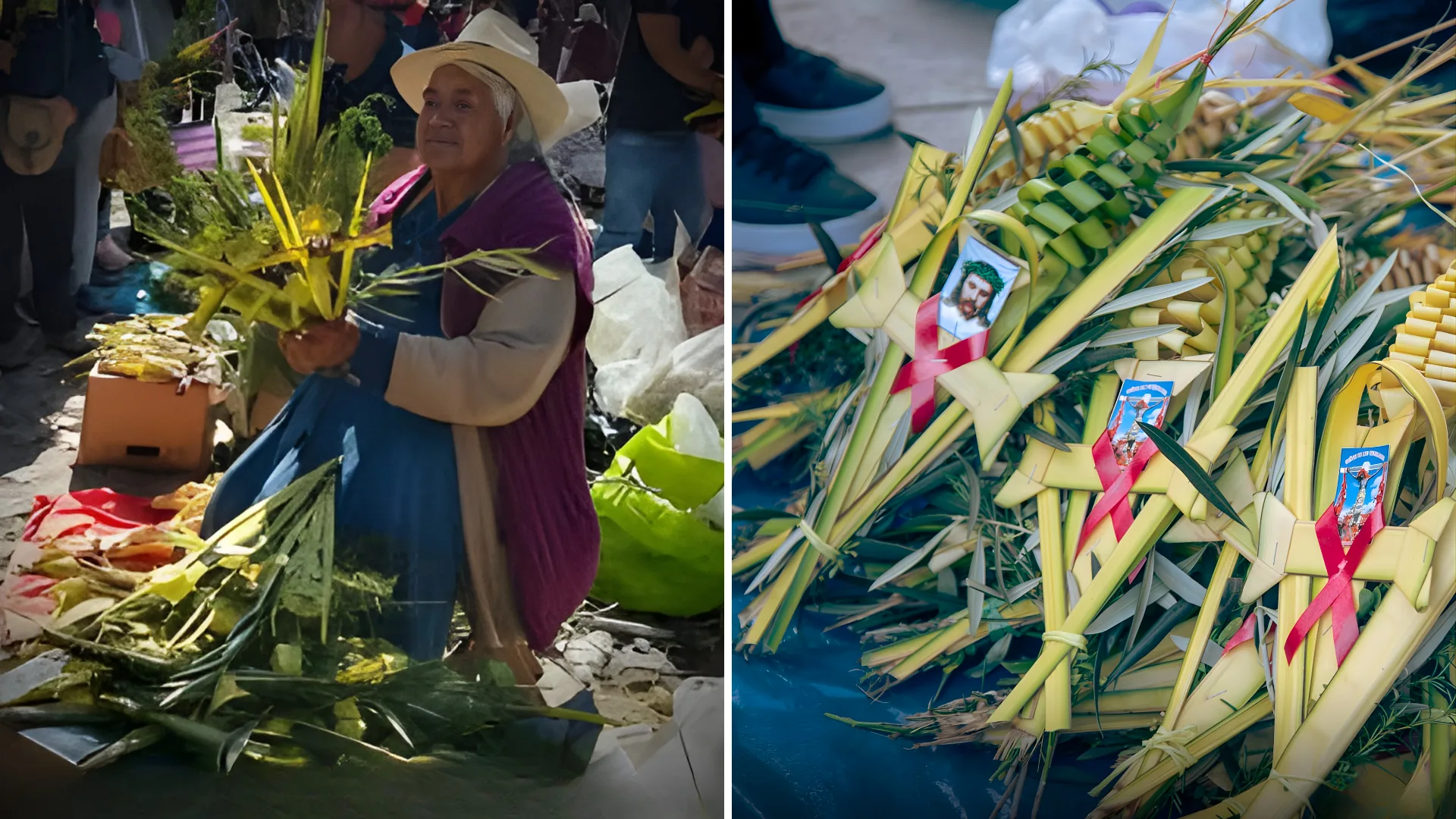Andean woman selling woven palm