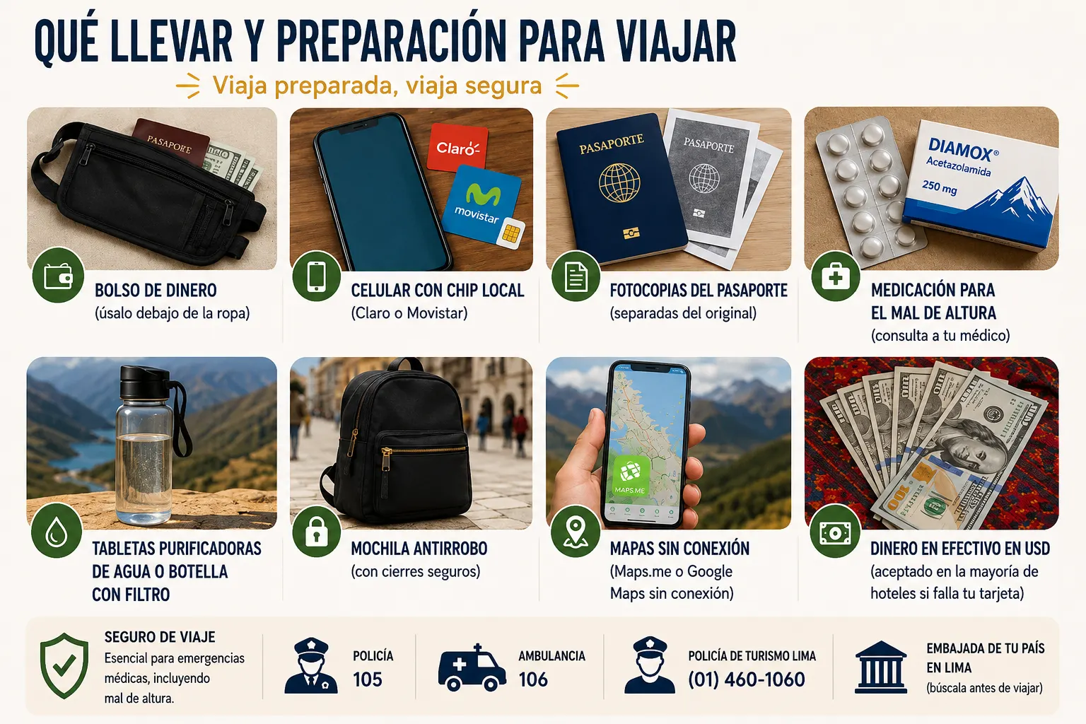 Artículos esenciales para empacar