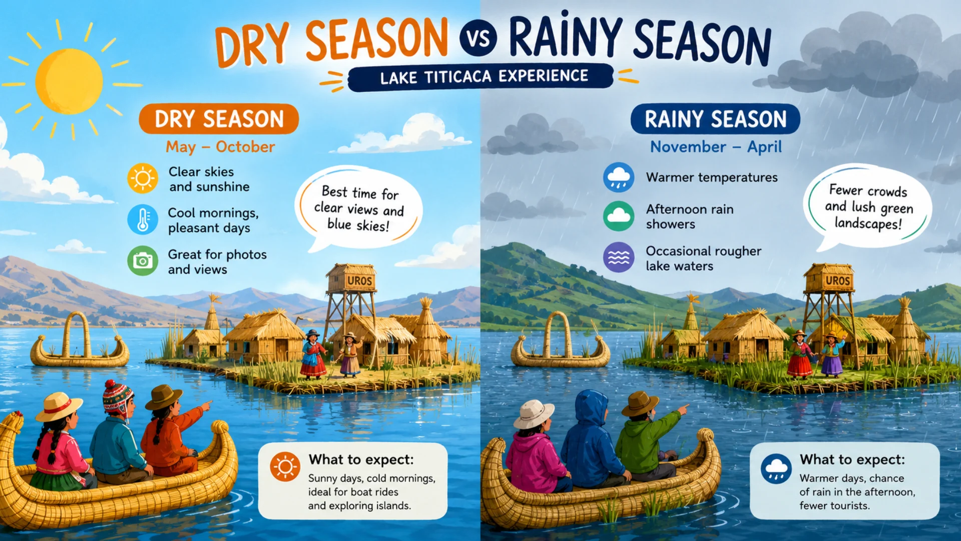 Dry Season and Rainy Season in Lake titicaca