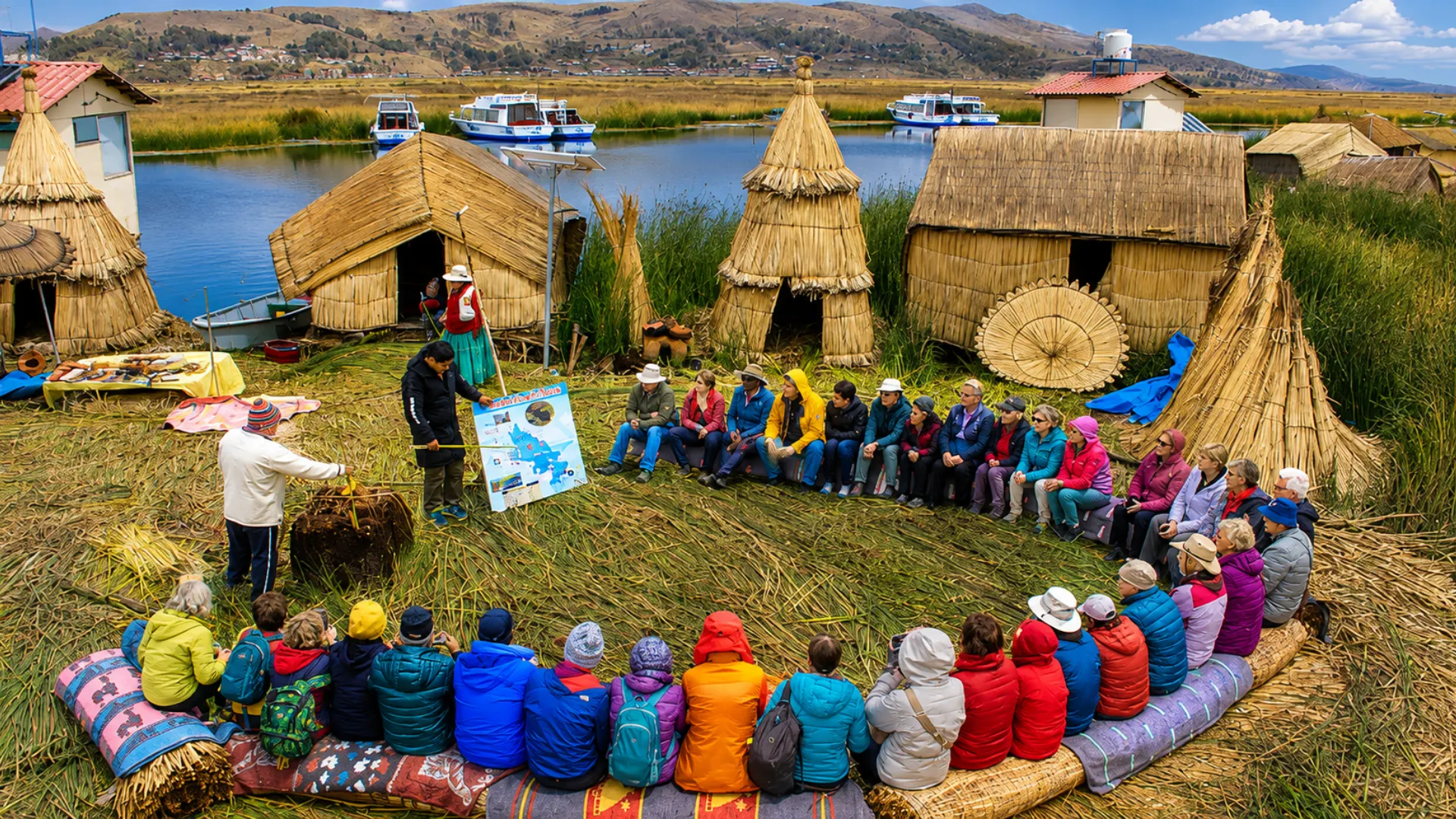 Guided tour on the Uros Floating Islands in Lake Titicaca