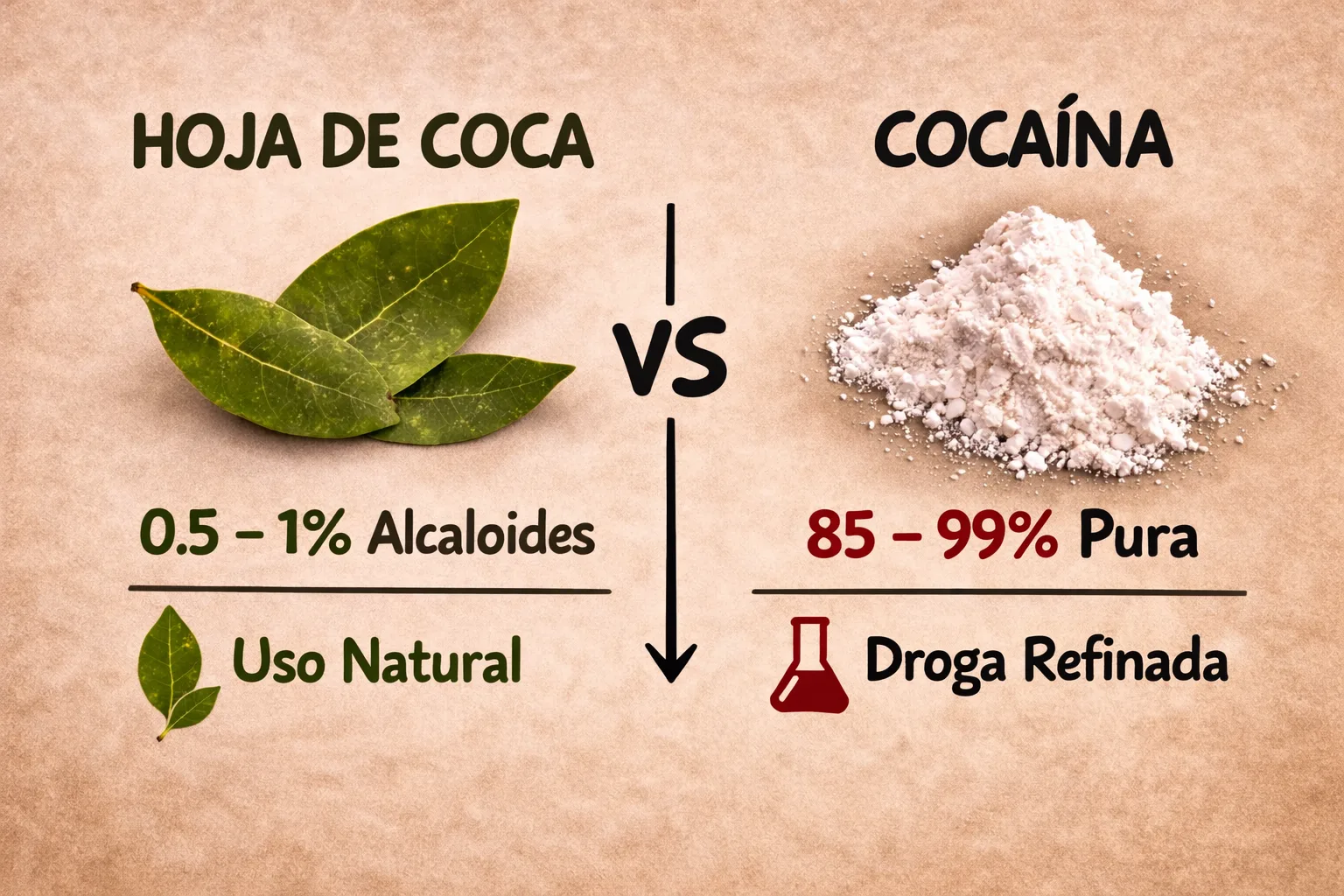 Hoja de coca vs. cocaína
