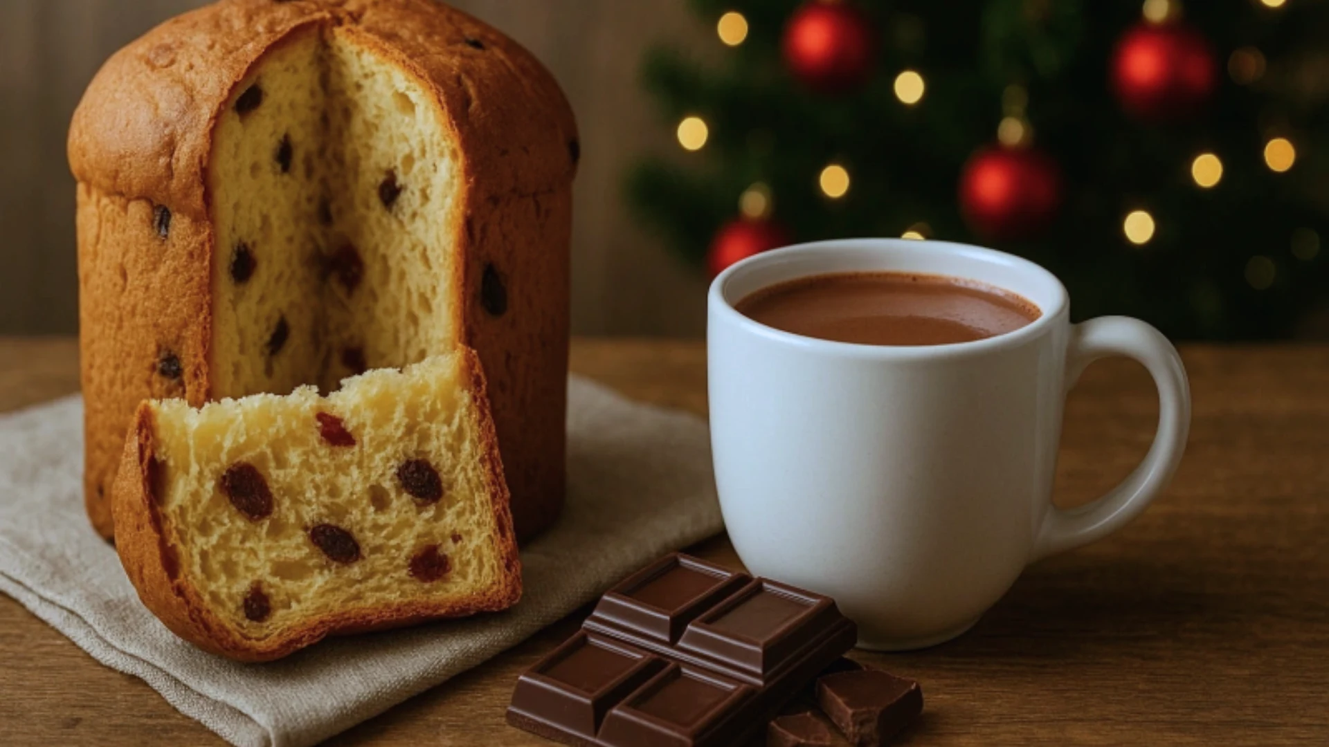 Hot chocolate and panettone