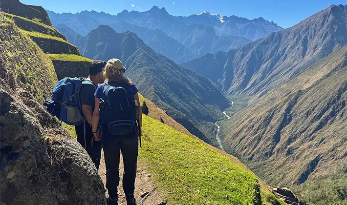 View of the Urubamba Valley from Intipata during the 5-day Inca Trail Luxury trek