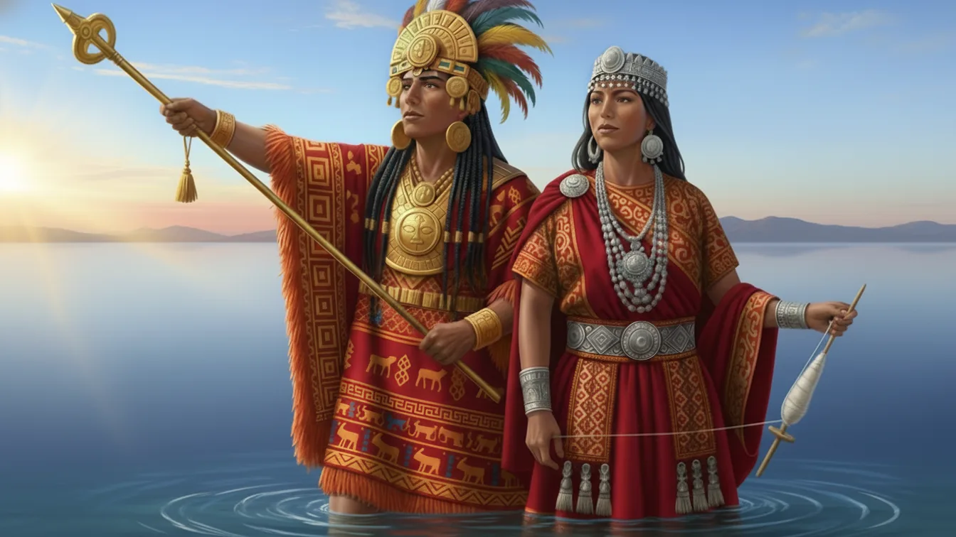 MANCO CAPAC Y MAMA OCLLO EN EL LAGO TITICACA