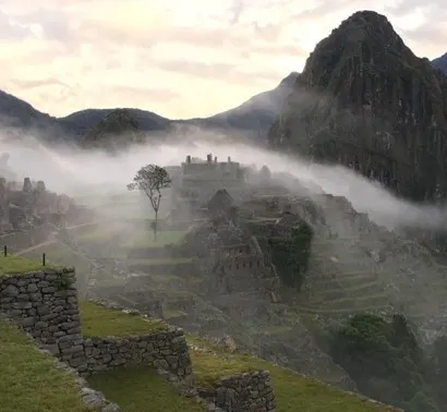 Machu Picchu covered in mist