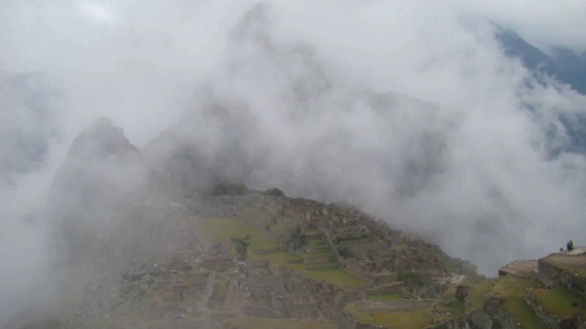 Machu Picchu in heavy mist