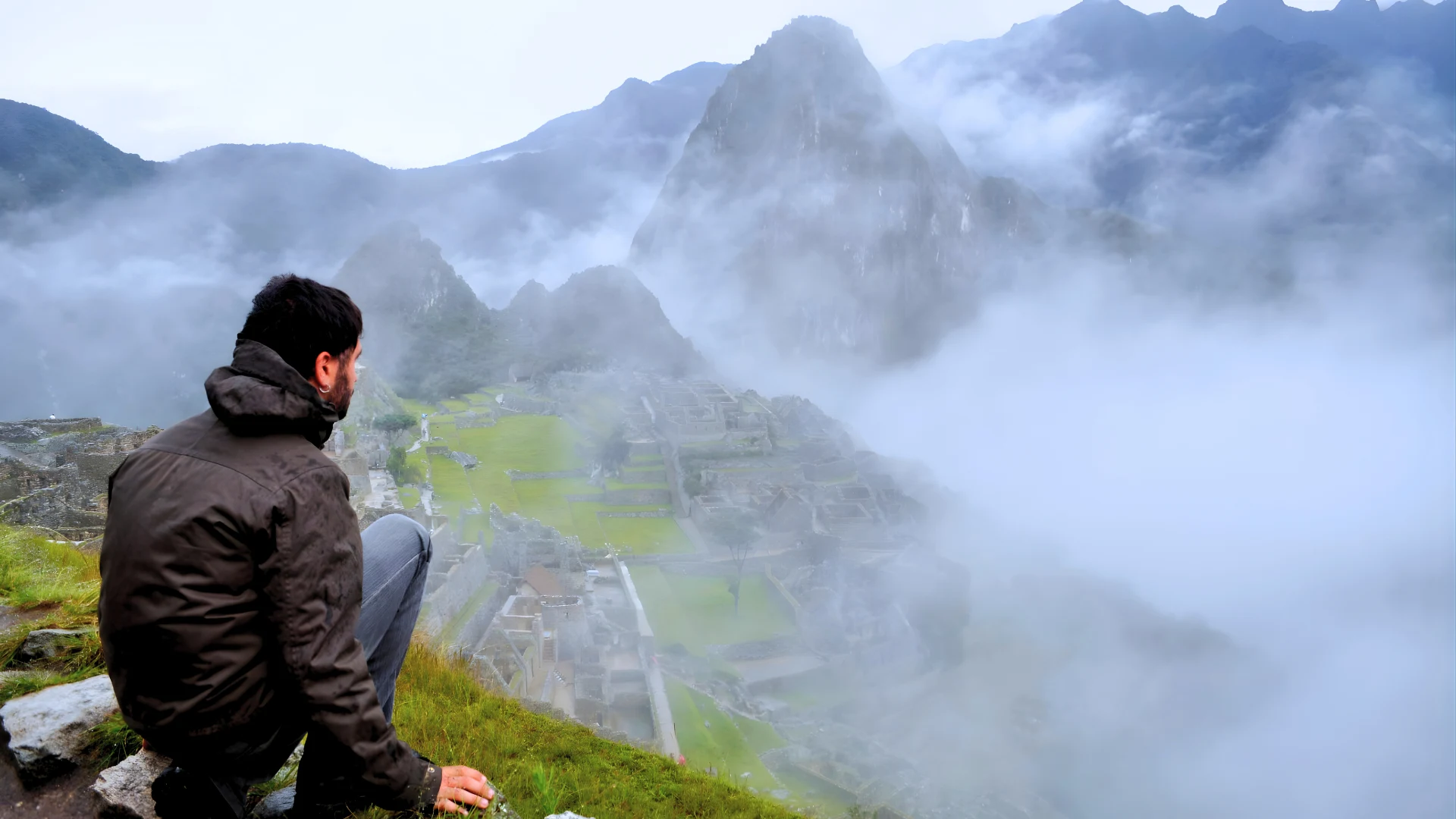 Machu Picchu with clouds