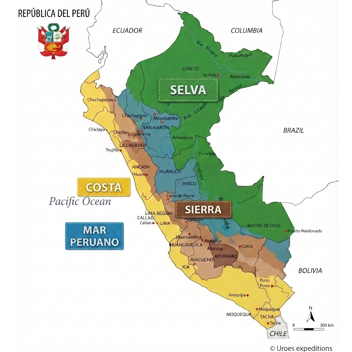 Mapa de las Regiones Naturales de Perú