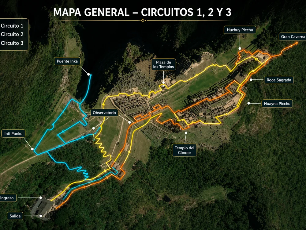 Mapa de los circuitos a Machupicchu