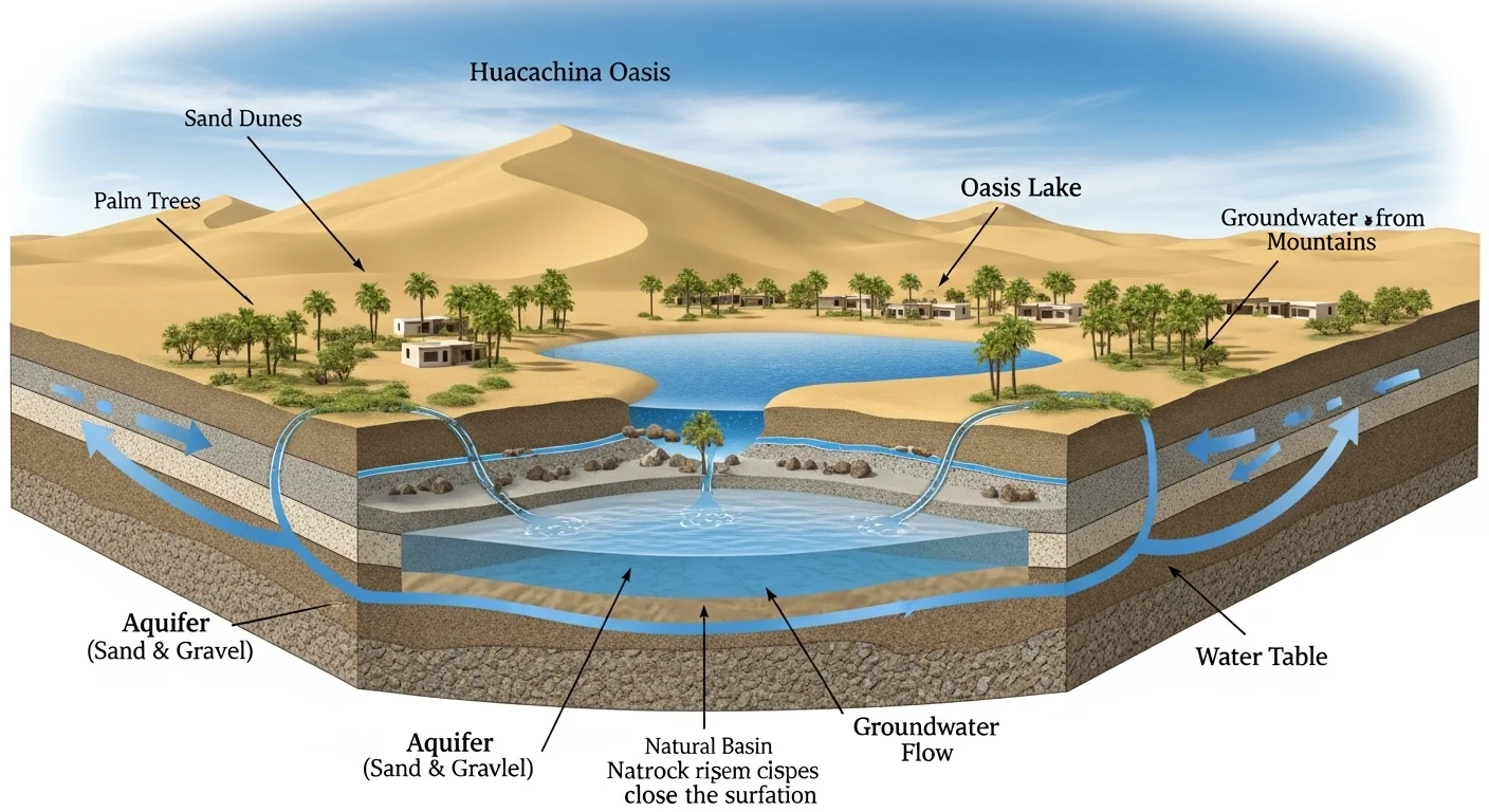 Natural Processes Behind the Huacachina Oasis