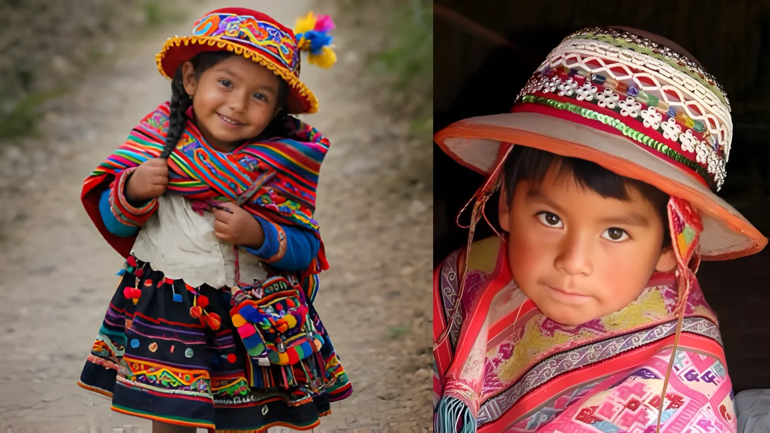 Niños con ropa tradicional andina