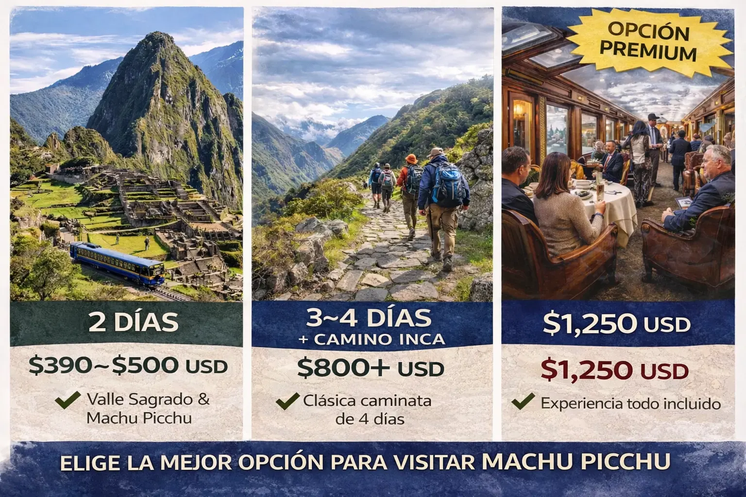 Opciones para llegar a Machu Picchu