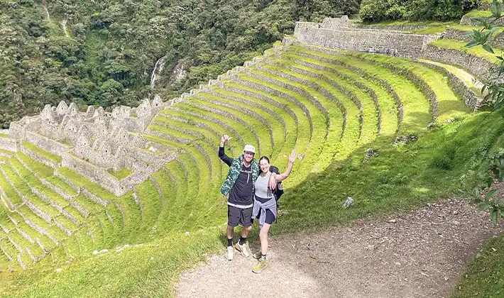 Panoramic view of the Wiñay Wayna archaeological site on the Inca Trail Luxury experience