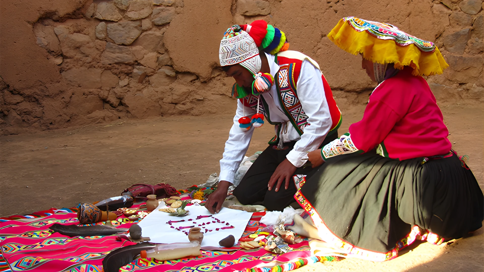 Preparación de la ofrenda para la Pachamama