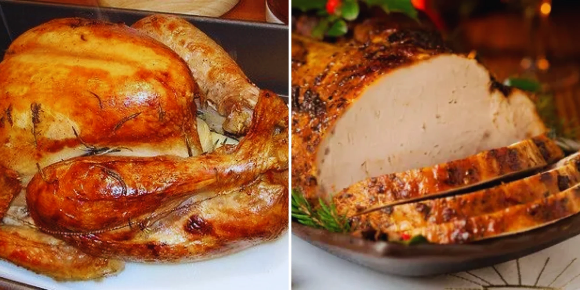 Suckling pig and turkey on the Christmas table