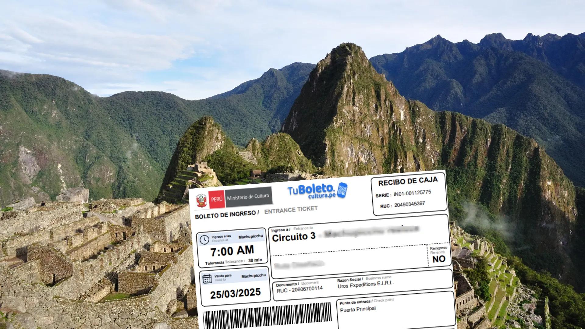 TICKETS TO MACHU PICCHU