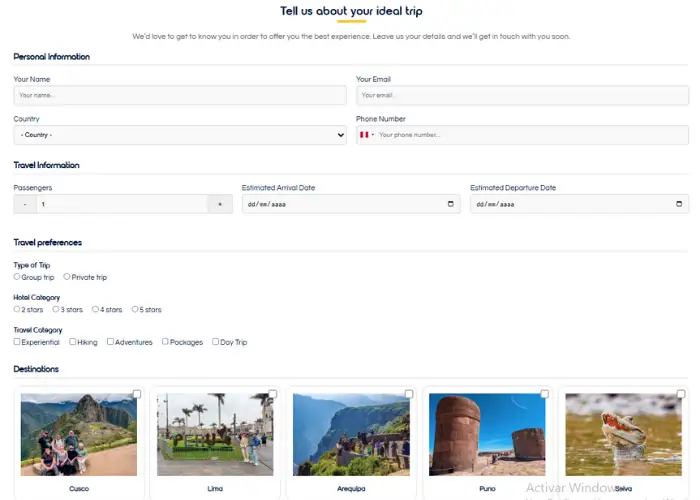 Tell us about your ideal trip