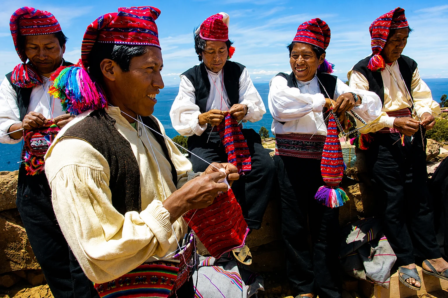 Traditional textile artisans on Taquile Island