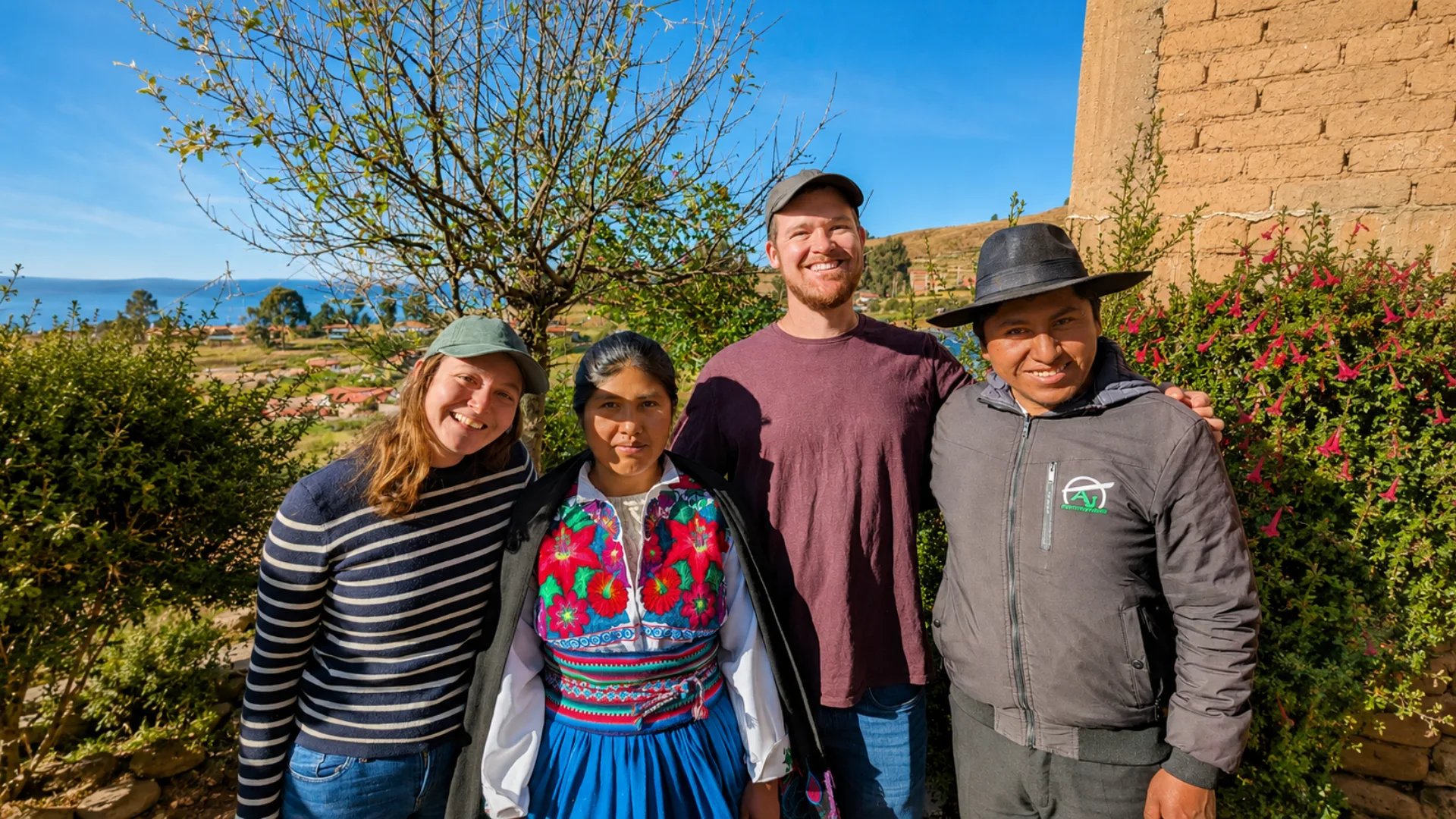Travelers-with-a-local-host-family-during-an-Amantani-Island-homestay