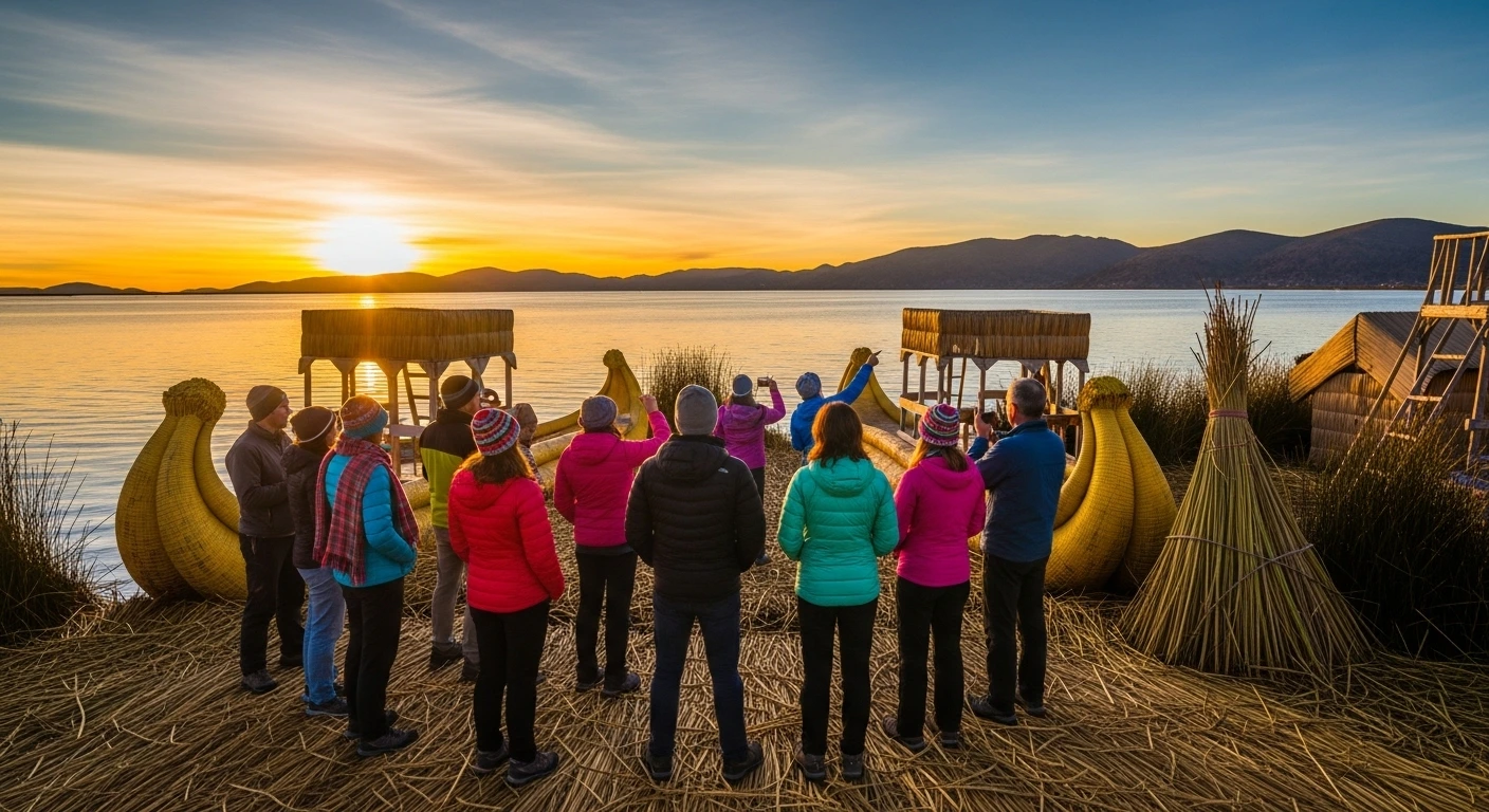 Turistas en el lago Titikaka
