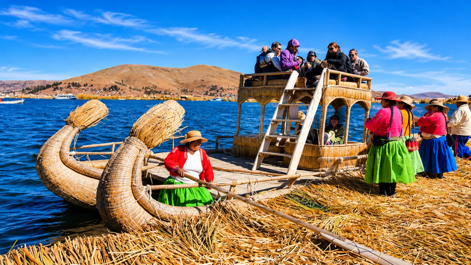 Uros Floating Islands tour on Lake Titicaca in Peru