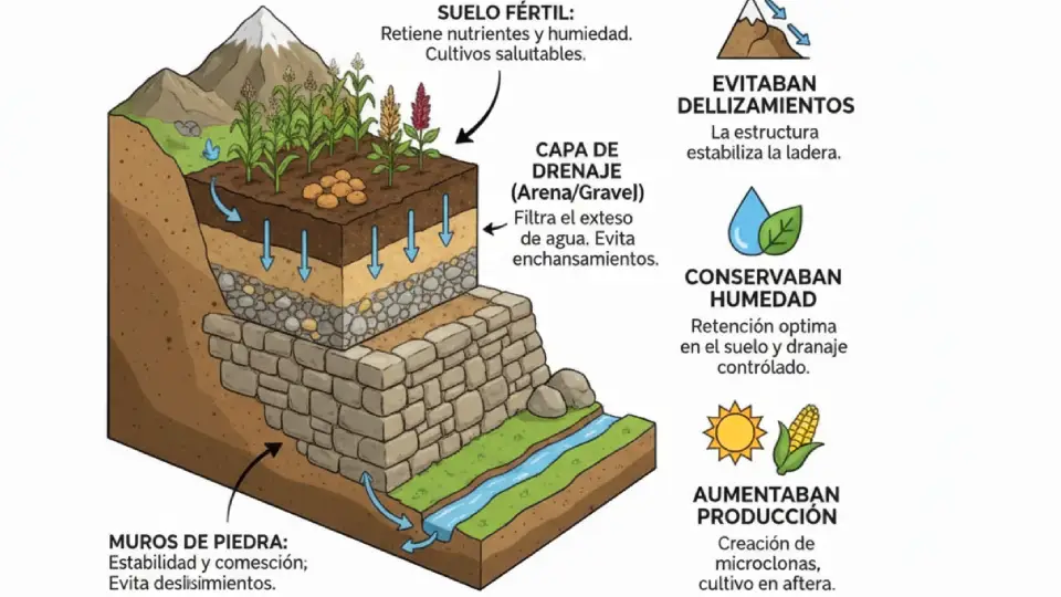 construcción de andenes Inca en la agricultura Inca