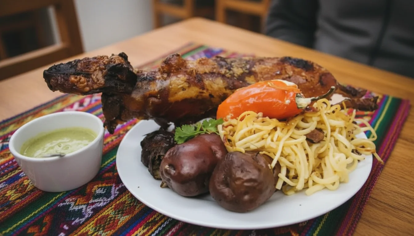 baked cuy, a traditional Peruvian dish