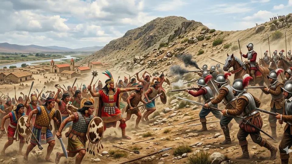 Confrontation of Titu Cusi at San Cristóbal Hill against the Spanish