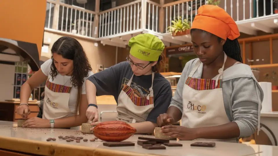 Travelers enjoying chocolate classes in Lima