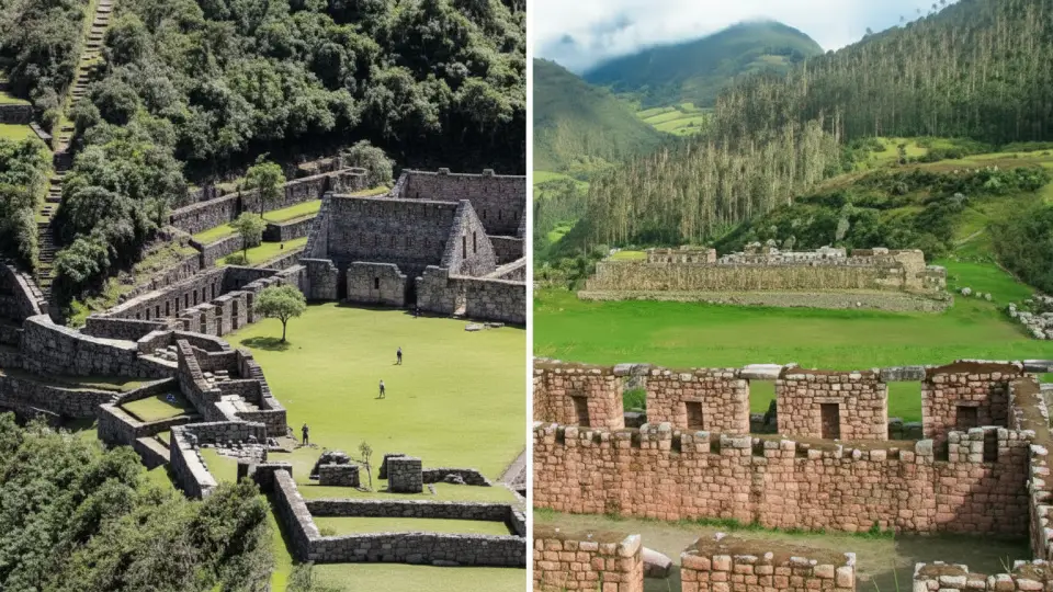 Camino Inca al Andesuyo en direcion a la selva en la que se ve Choquequirao y Vilcabamba.