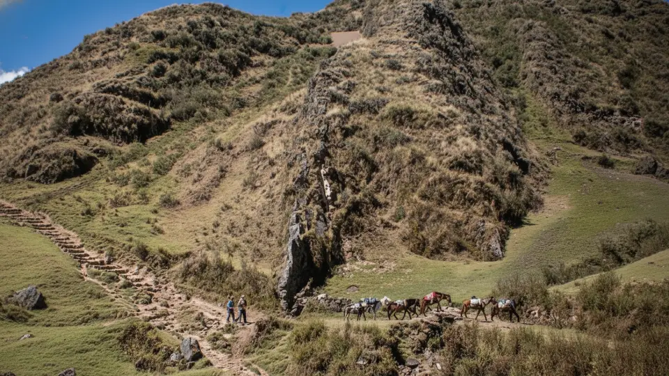 Caballos de carga recorriendo el Camino Inca