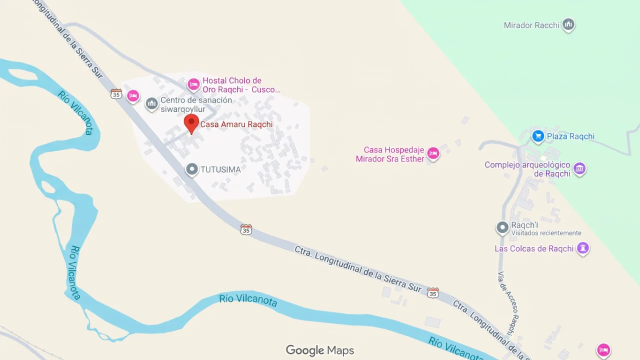 Location map of Casa Amaru Raqchi
