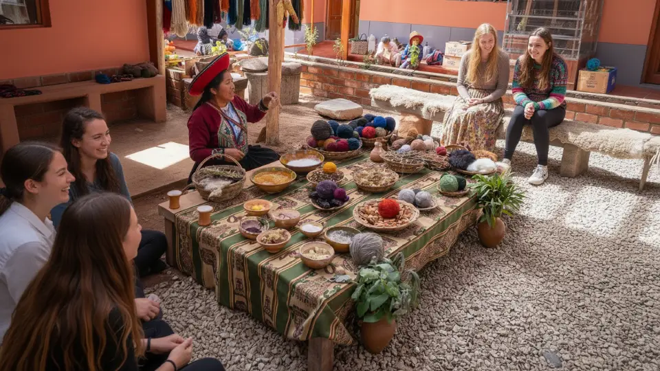 Chinchero textiles where elder women teach younger generations about weaving