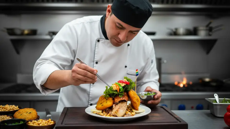 Chef peruano preparando un rico y delicioso chiriuchu