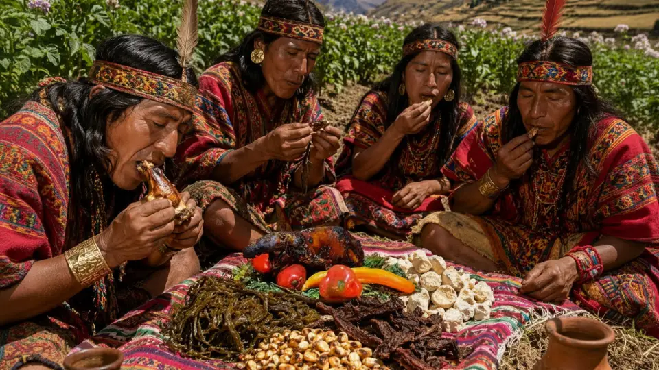 chiriuchu siendo consumido por los Incas despues de un trabajo en campo