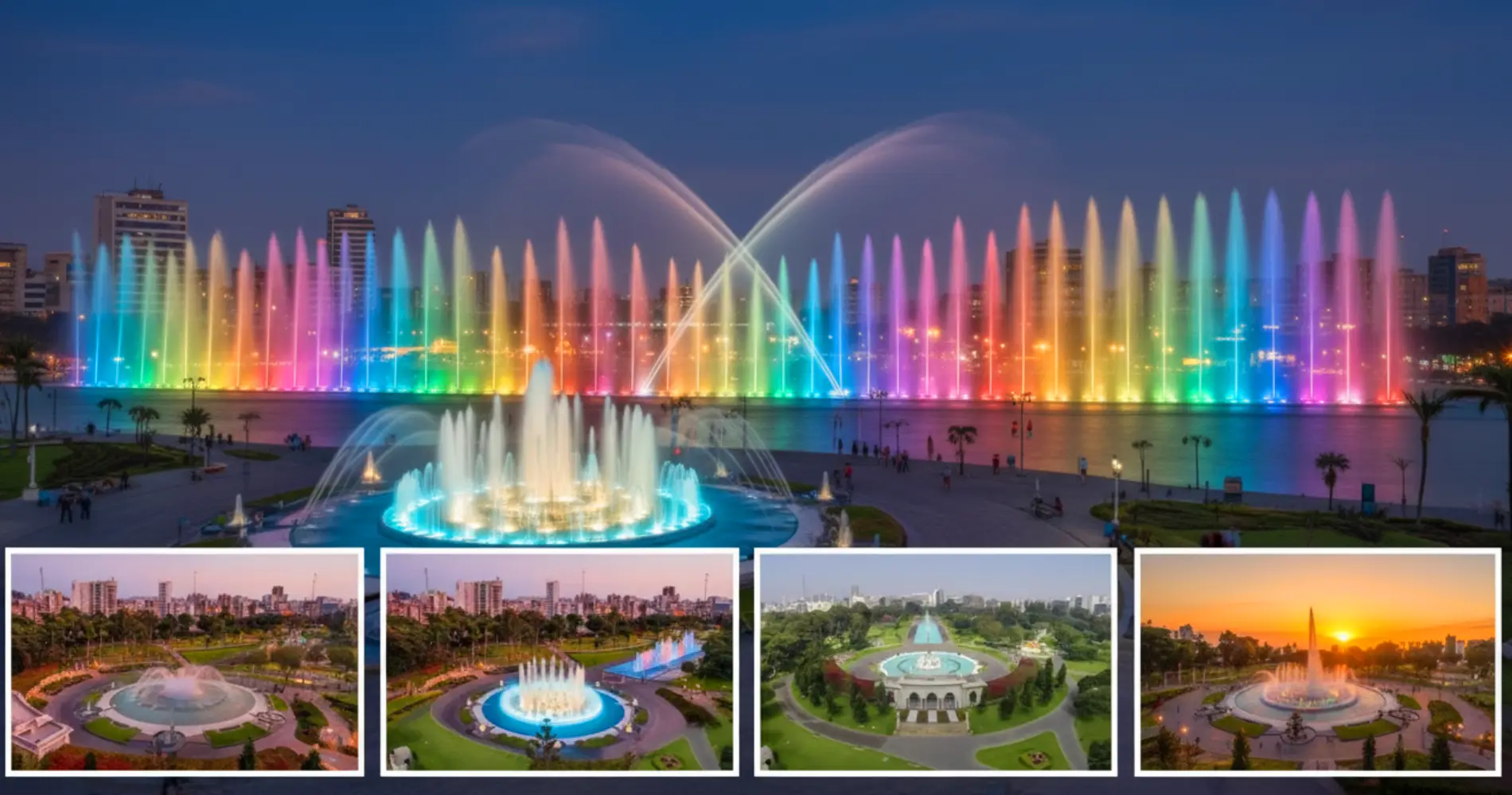 Magic water circuit in Lima at night