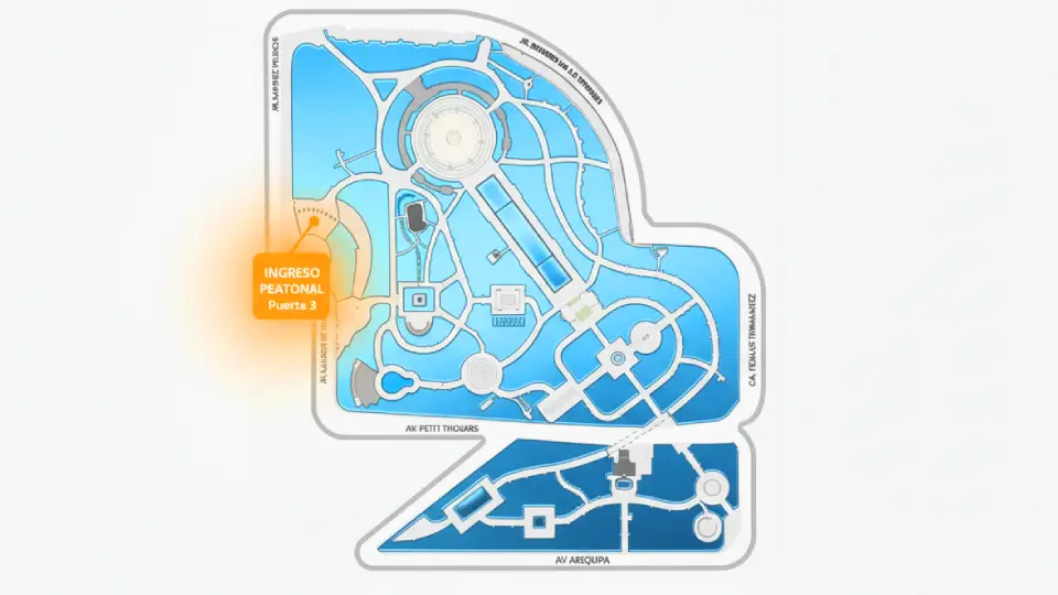 Pedestrian access map to the Magic Water Circuit park in Lima