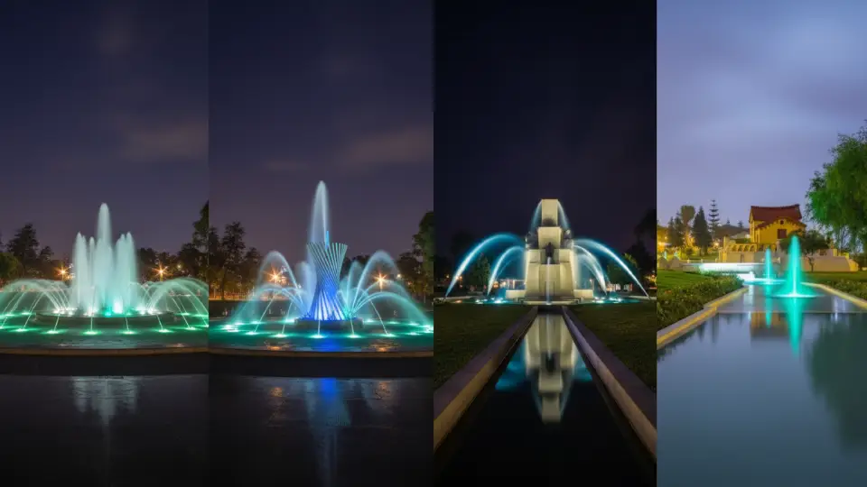 Sensory fountains in the Magic Water Circuit that refresh Lima’s night