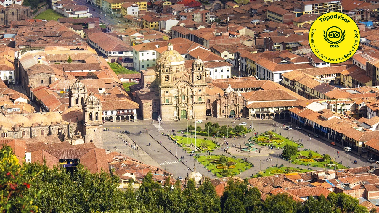 View of Cusco’s Plaza de Armas, ranked among the world’s must-visit destinations for 2026 by Tripadvisor.
