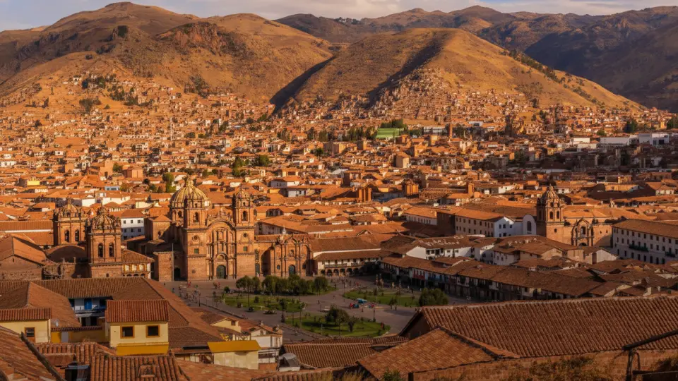 City of Cusco with the last rays of sunlight
