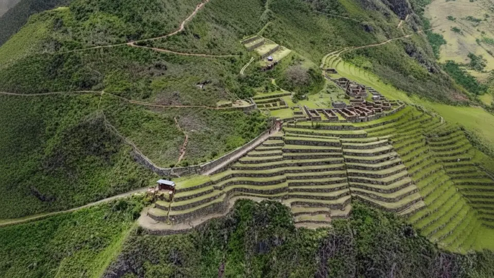 Pisac archaeological site showing many agricultural terraces