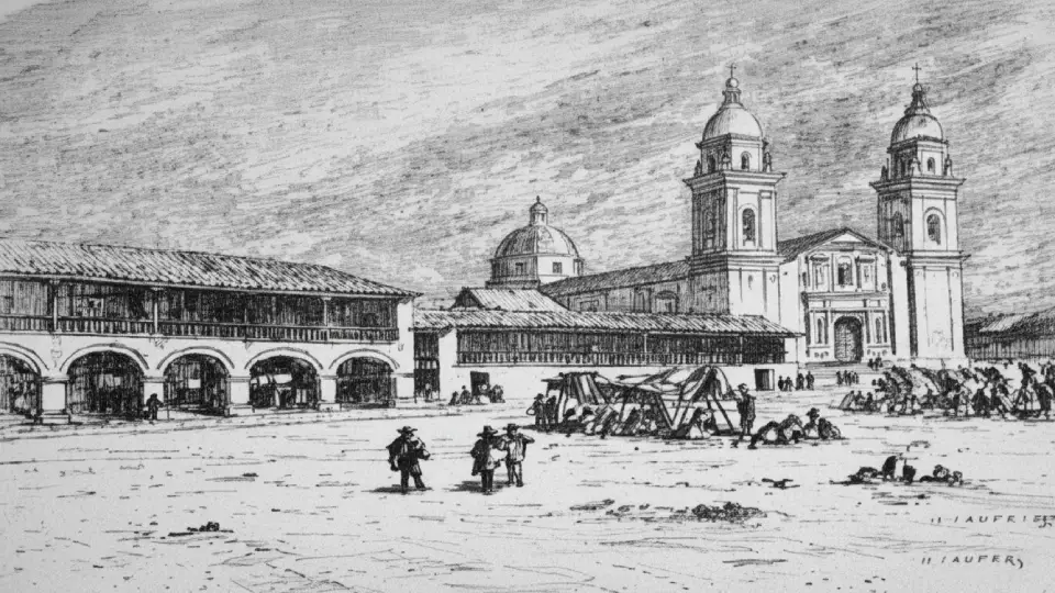 drawing of Jauja, the first capital of Perú