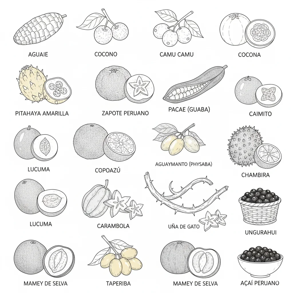 frutas de la selva para colorear