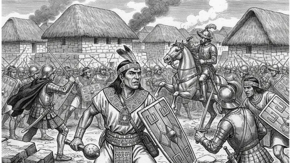 Defensa del Inca Illatúpac hijo de Tupac Yupanqui en el sitio arqueológico de Huánuco Marca en Huánuco Perú