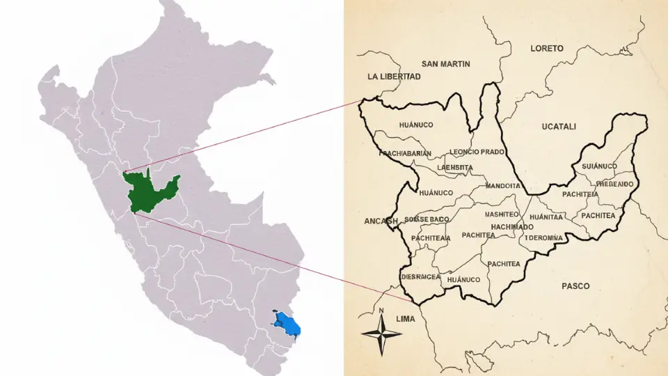 Political location of Huánuco on the map of Perú