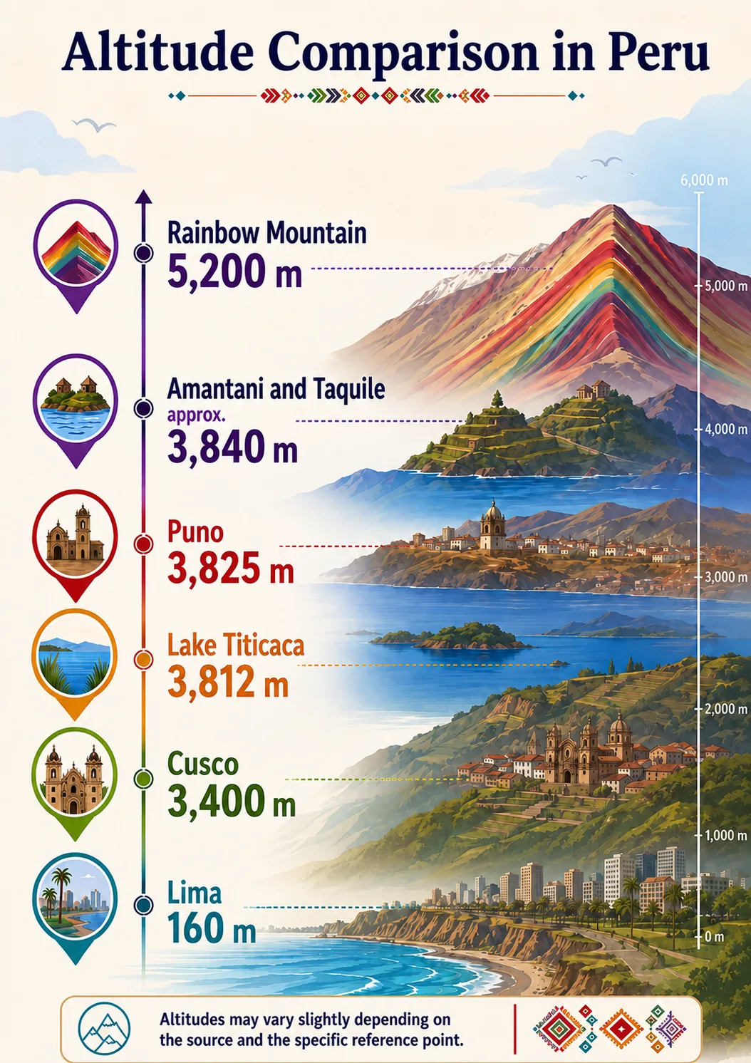 Elevation comparison for a Lake Titicaca itinerary