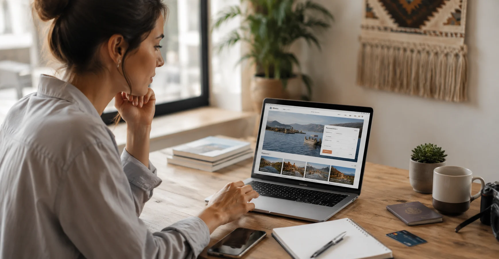 US traveler booking a Lake Titicaca multi-day tour online