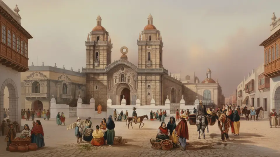 Recreation of the city of Lima, capital of Peru, during the colonial period