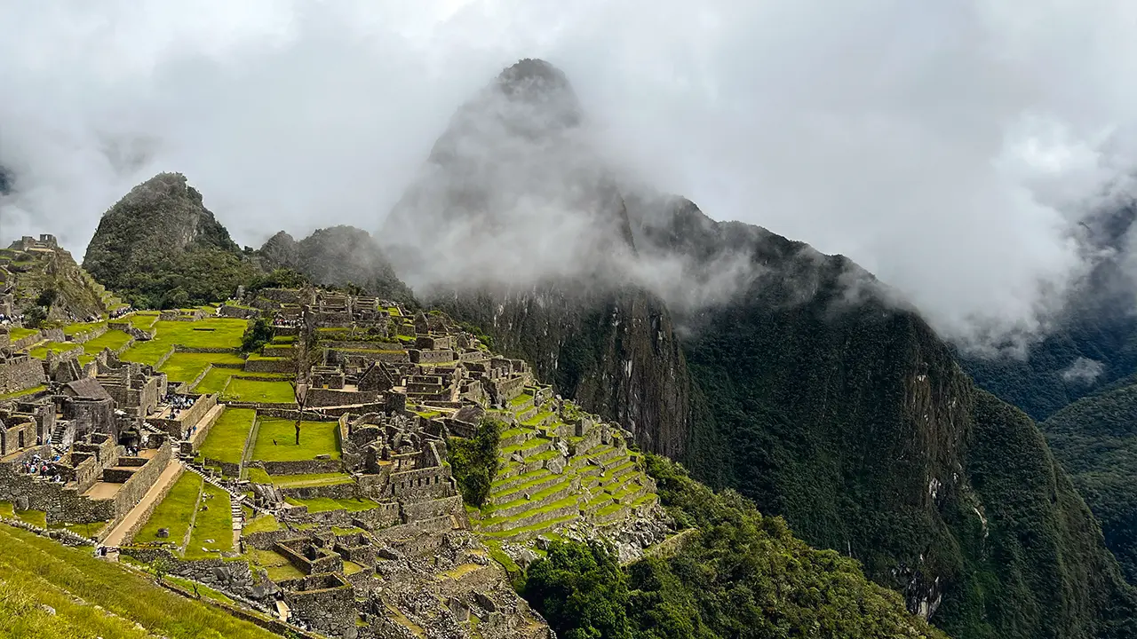 Machu Picchu with mystical fog